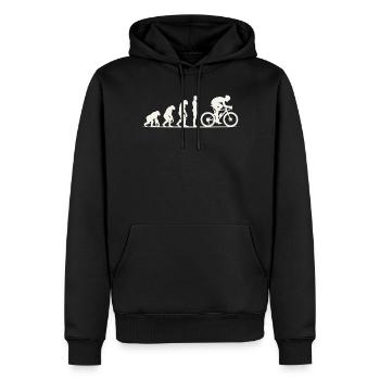 Gravel Bike Evolution - Männer Premium Bio Hoodie - Schwarz - Vorne - Nico (187cm)