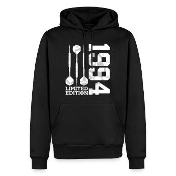 LIMITED EDITION 1994 DARTS 32. GEBURTSTAG - Männer Premium Bio Hoodie - Schwarz - Vorne - Nico (187cm)
