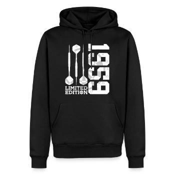 ÉDITION LIMITÉE 1959 FLÉCHETTES 67E ANNIVERSAIRE - Sweat à capuche Premium bio Homme - noir - Devant - Nico (187cm)