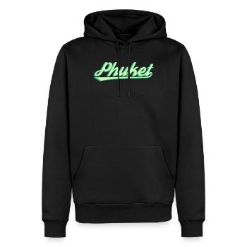 Écriture côtière rétro de Phuket - Sweat à capuche Premium bio Homme - noir - Devant - Nico (187cm)