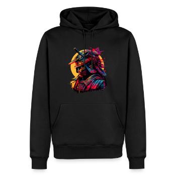 Illustration Samurai Krieger Japan - Männer Premium Bio Hoodie - Schwarz - Vorne - Nico (187cm)