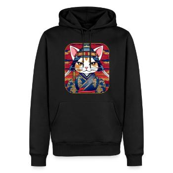 Coole Samurai Katze Asia Anime Mmanga - Männer Premium Bio Hoodie - Schwarz - Vorne - Nico (187cm)