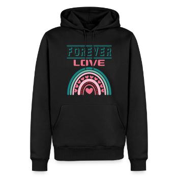 Liebe Forever I Love You Herz Hearts Wahre Liebe - Männer Premium Bio Hoodie - Schwarz - Vorne - Nico (187cm)