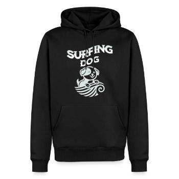 Surfing dog, mein Hund mag das Surfen - Männer Premium Bio Hoodie - Schwarz - Vorne - Nico (187cm)