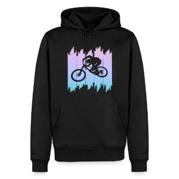Bike, Fahrrad, Downhill - Männer Premium Bio Hoodie - Schwarz - Vorne - Nico (187cm)