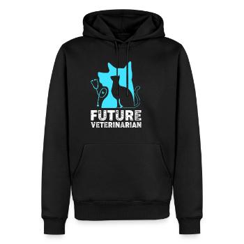 Vétérinaire Médecine vétérinaire Vétérinaire Vétérinaire - Sweat à capuche Premium bio Homme - noir - Devant - Nico (187cm)