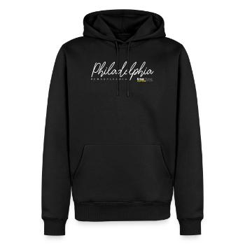 Elegante Silhouette der Skyline von Philadelphia - Männer Premium Bio Hoodie - Schwarz - Vorne - Nico (187cm)