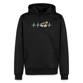Autobus régulier, heartbeat bus, chauffeur, autobus scolaire, autobus - Sweat à capuche Premium bio Homme - noir - Devant - Nico (187cm)