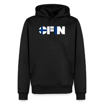 Finlande - Sweat à capuche Premium bio Homme - noir - Devant - Nico (187cm)
