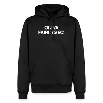 ON VA FAIRE AVEC. – Humour Fataliste - Sweat à capuche Premium bio Homme - noir - Devant - Nico (187cm)