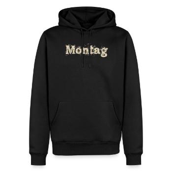 Montag - Männer Premium Bio Hoodie - Schwarz - Vorne - Nico (187cm)