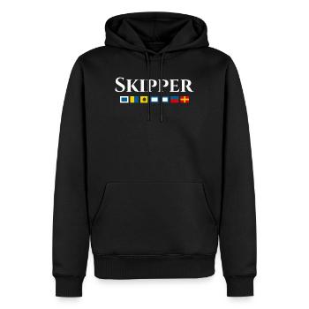 Skipper Maritime Flag Design - Men’s Premium Organic Hoodie - black - Front - Nico (187cm)