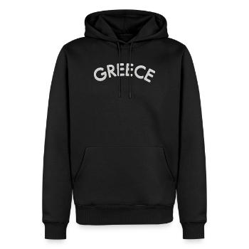 Conception de la police courbe Greece - Sweat à capuche Premium bio Homme - noir - Devant - Nico (187cm)