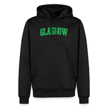 Glasgow College Stil Grüner Blockschrift - Männer Premium Bio Hoodie - Schwarz - Vorne - Nico (187cm)