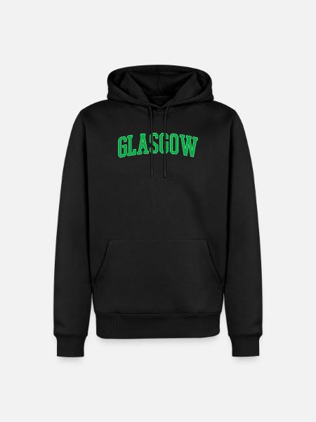 Glasgow College Style Green Block Font - Men’s Premium Organic Hoodie - black