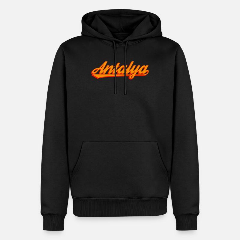 Antalya Sunset Script - Männer Premium Bio Hoodie - Schwarz