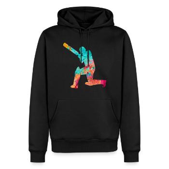 Cricket-Spieler in Popart - Männer Premium Bio Hoodie - Schwarz - Vorne - Nico (187cm)