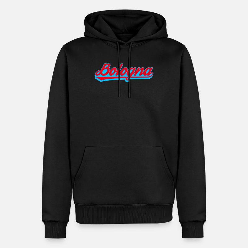 Bologna Neon Script Logo - Männer Premium Bio Hoodie - Schwarz
