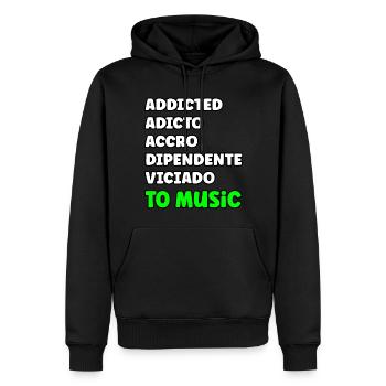 Süchtig nach internationaler Musik - Männer Premium Bio Hoodie - Schwarz - Vorne - Nico (187cm)