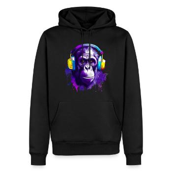 Gorilla Musik Kopfhörer Musik Affe - Männer Premium Bio Hoodie - Schwarz - Vorne - Nico (187cm)