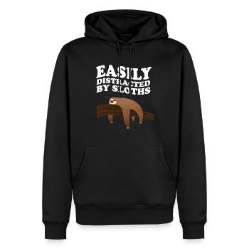 Easily Distracted By Sloths Sloth Lounging - Men’s Premium Organic Hoodie - black - Front - Nico (187cm)