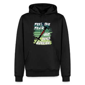 Pogo Stick Vintage feel the fear but jump anyway - Männer Premium Bio Hoodie - Schwarz - Vorne - Nico (187cm)