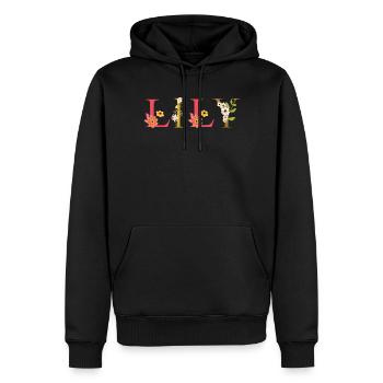 Nom de LILY décoré de fleurs - Sweat à capuche Premium bio Homme - noir - Devant - Nico (187cm)