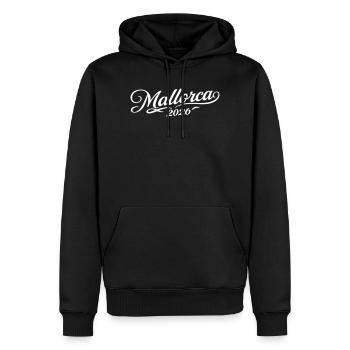 Majorque 2026 - Sweat à capuche Premium bio Homme - noir - Devant - Nico (187cm)