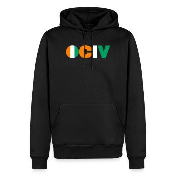 Côte d’Ivoire - Sweat à capuche Premium bio Homme - noir - Devant - Nico (187cm)