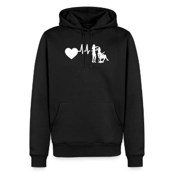 frises ciseaux coiffeur battement de coeur femme fille - Sweat à capuche Premium bio Homme - noir - Devant - Nico (187cm)