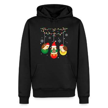Hérissons Noël - Sweat à capuche Premium bio Homme - noir - Devant - Nico (187cm)