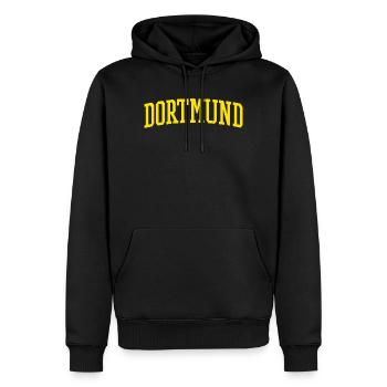 Dortmund Gelb Schriftzug Design - Männer Premium Bio Hoodie - Schwarz - Vorne - Nico (187cm)