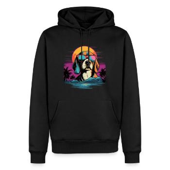 Retro Wave Beagle Dog Shirt - Männer Premium Bio Hoodie - Schwarz - Vorne - Nico (187cm)