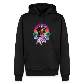 Retro Wave Airdale Terrier Hot Dog Shirt - Männer Premium Bio Hoodie - Schwarz - Vorne - Nico (187cm)