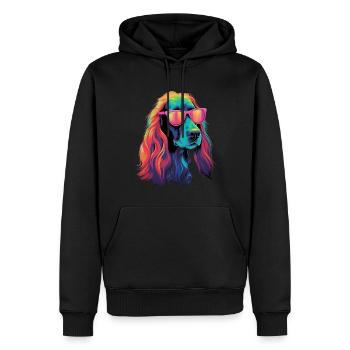 Retro Wave Afghan Hound Dog Shirt - Männer Premium Bio Hoodie - Schwarz - Vorne - Nico (187cm)