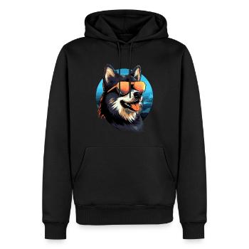 Retro Wave Akita Dog Shirt - Männer Premium Bio Hoodie - Schwarz - Vorne - Nico (187cm)