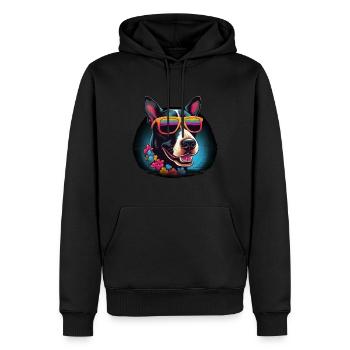 Retro Wave Bullterrier Dog Shirt - Männer Premium Bio Hoodie - Schwarz - Vorne - Nico (187cm)