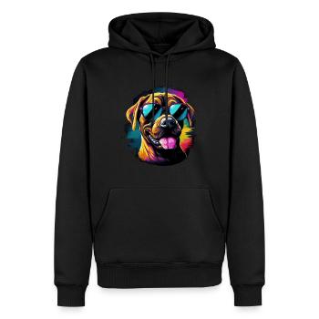 Retro Wave Boxer Dog Shirt - Männer Premium Bio Hoodie - Schwarz - Vorne - Nico (187cm)