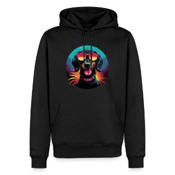 Retro Wave Dachshound Dog Shirt - Männer Premium Bio Hoodie - Schwarz - Vorne - Nico (187cm)