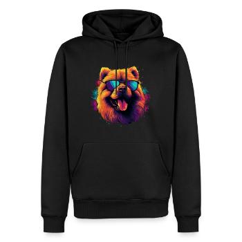 Retro Wave Chow Chow Dog Shirt - Männer Premium Bio Hoodie - Schwarz - Vorne - Nico (187cm)