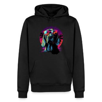 Retro Wave Bloodhound Dog Shirt - Männer Premium Bio Hoodie - Schwarz - Vorne - Nico (187cm)