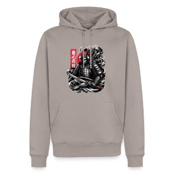 Traditional Japanese Samurai Warrior - Men’s Premium Organic Hoodie - taupe - Front - Nico (187cm)