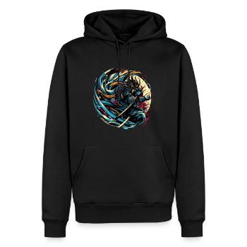Japanese Samurai Warrior Shirt - Men’s Premium Organic Hoodie - black - Front - Nico (187cm)