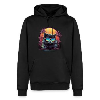 Retro Wave Persian Cat Shirt - Männer Premium Bio Hoodie - Schwarz - Vorne - Nico (187cm)