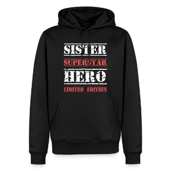 Meilleure soeur Star Dicton - Sweat à capuche Premium bio Homme - noir - Devant - Nico (187cm)