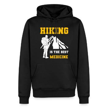 Lustiges Wandern Bergsteiger - Männer Premium Bio Hoodie - Schwarz - Vorne - Nico (187cm)