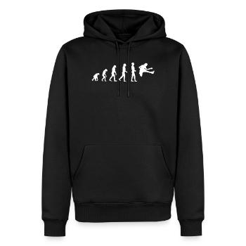 T-shirt drôle drôle d’Évolution d’un guitariste - Sweat à capuche Premium bio Homme - noir - Devant - Nico (187cm)