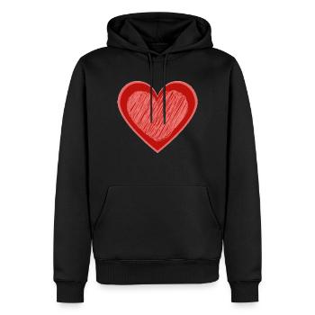 Herz gezeichnet - Männer Premium Bio Hoodie - Schwarz - Vorne - Nico (187cm)
