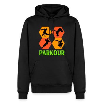 Le parkour - Sweat à capuche Premium bio Homme - noir - Devant - Nico (187cm)