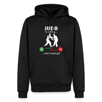Le judo m’appelle et je dois y aller - Sweat à capuche Premium bio Homme - noir - Devant - Nico (187cm)